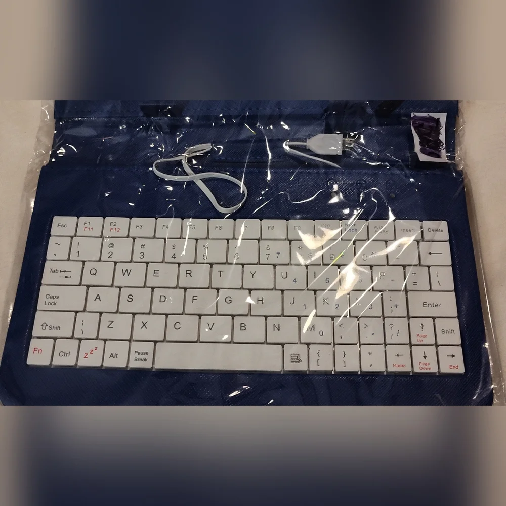 Blue and White Keyboard with Case